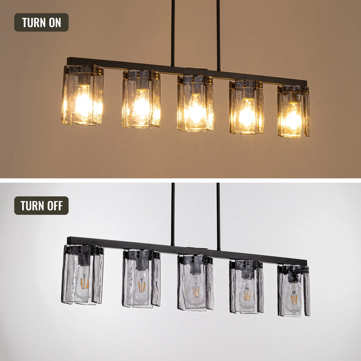 minimalist-smoked-glass-linear-chandelier-light-effect-Carra Home-lighting