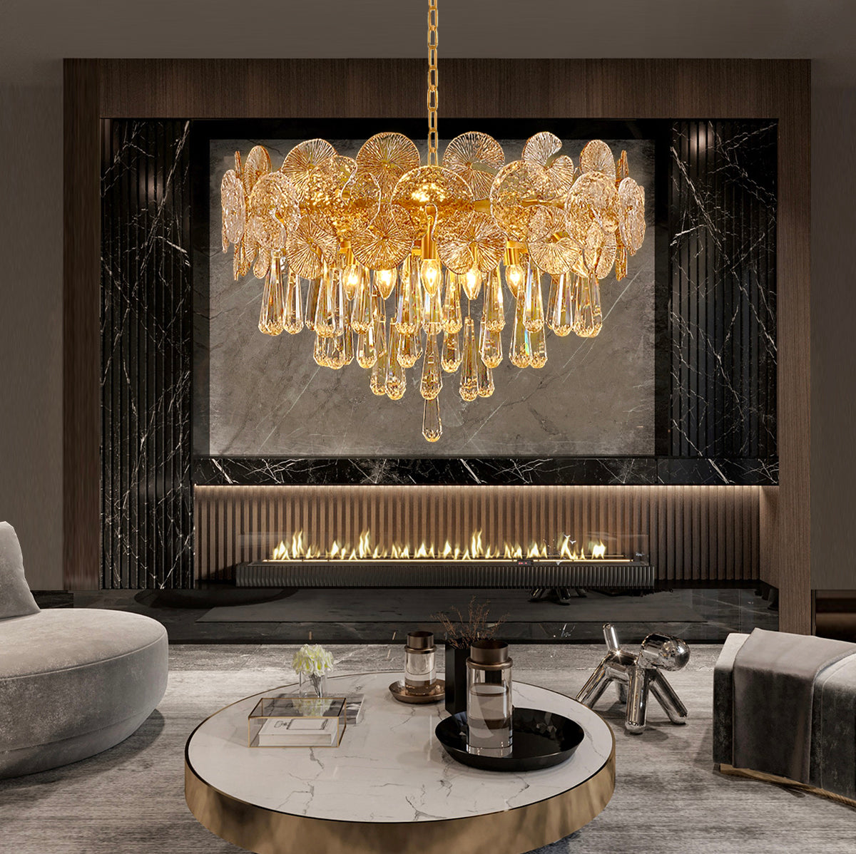 Modern Luxury Gold Glass Chandelier for Living Room-4 |Sofary