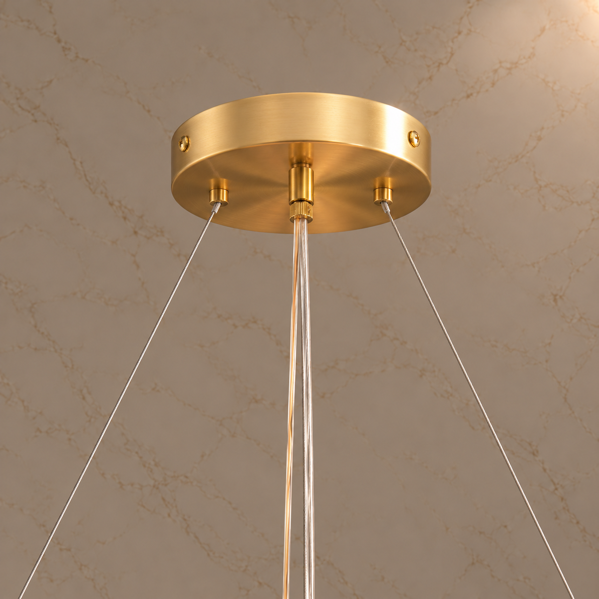 Modern Marble Alabaster 2-Tier Chandelier gold ceiling canopy detail | CARRA HOME