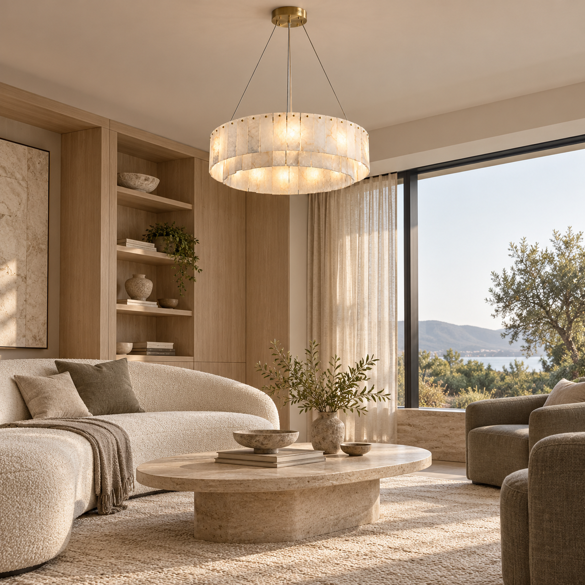Modern Marble Alabaster Chandelier gold 80cm living room | CARRA HOME