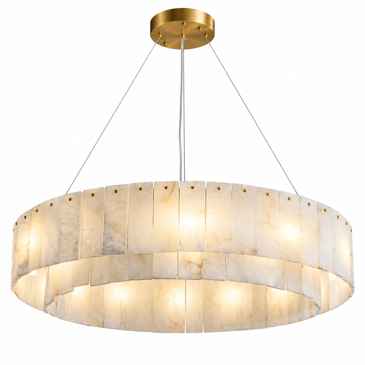 Modern Marble Alabaster Chandeliers gold canopy 100 cm complete product view | CARRA HOME