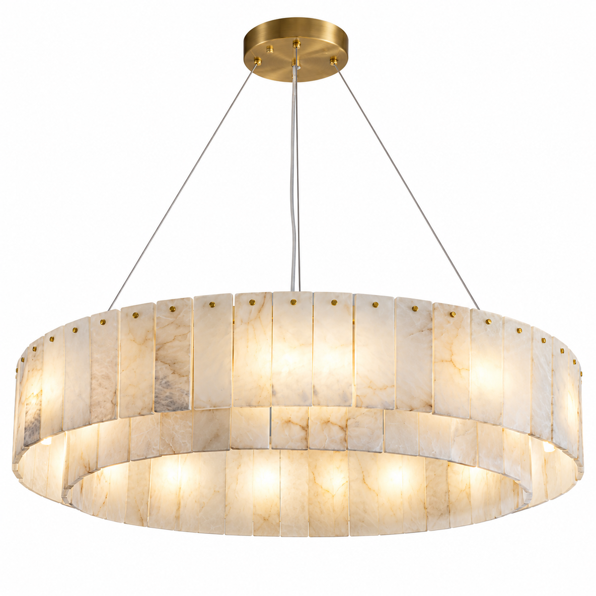 Modern Marble Alabaster Chandeliers gold canopy 120 cm complete product view | CARRA HOME