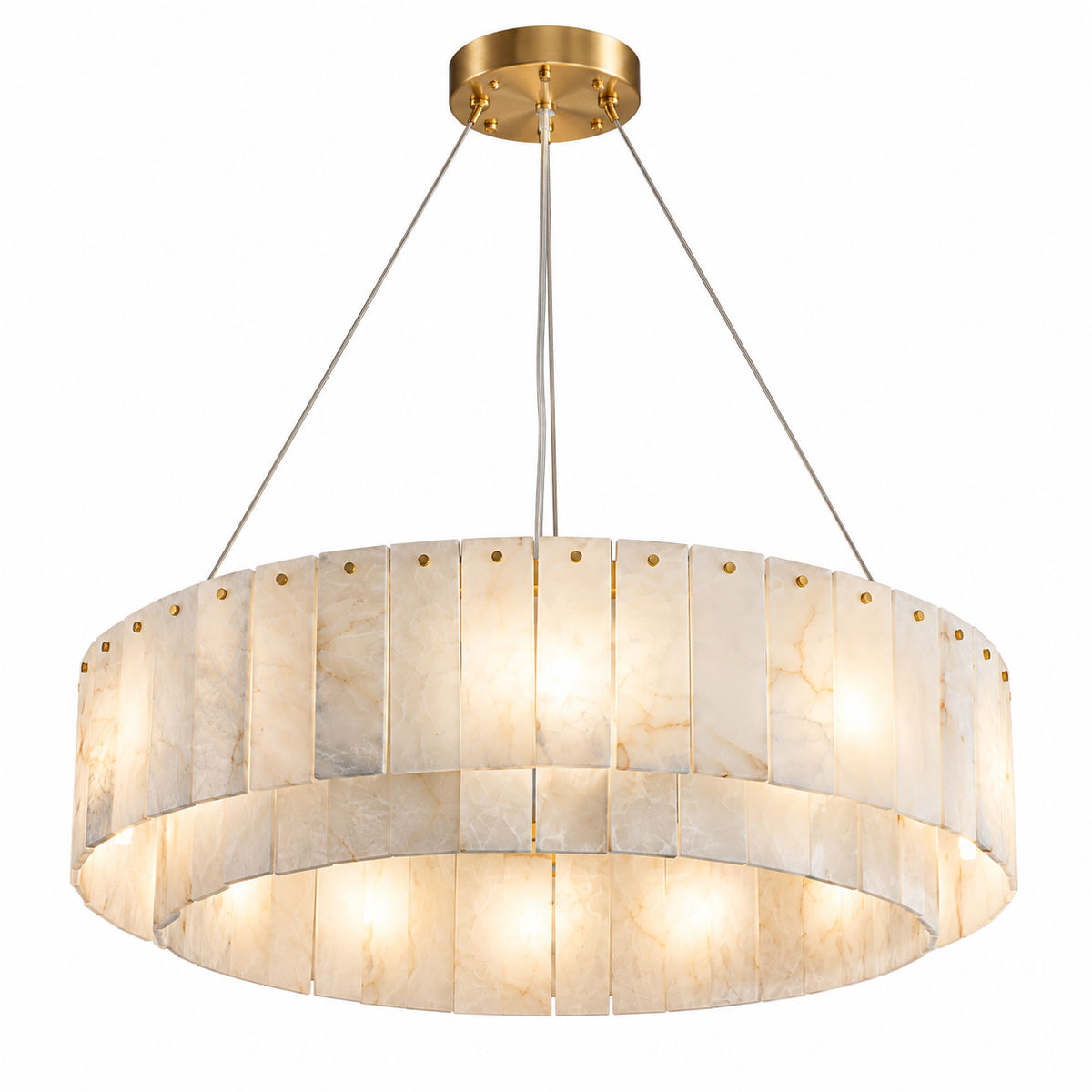Modern Marble Alabaster Chandeliers gold canopy 80 cm complete product view | CARRA HOME