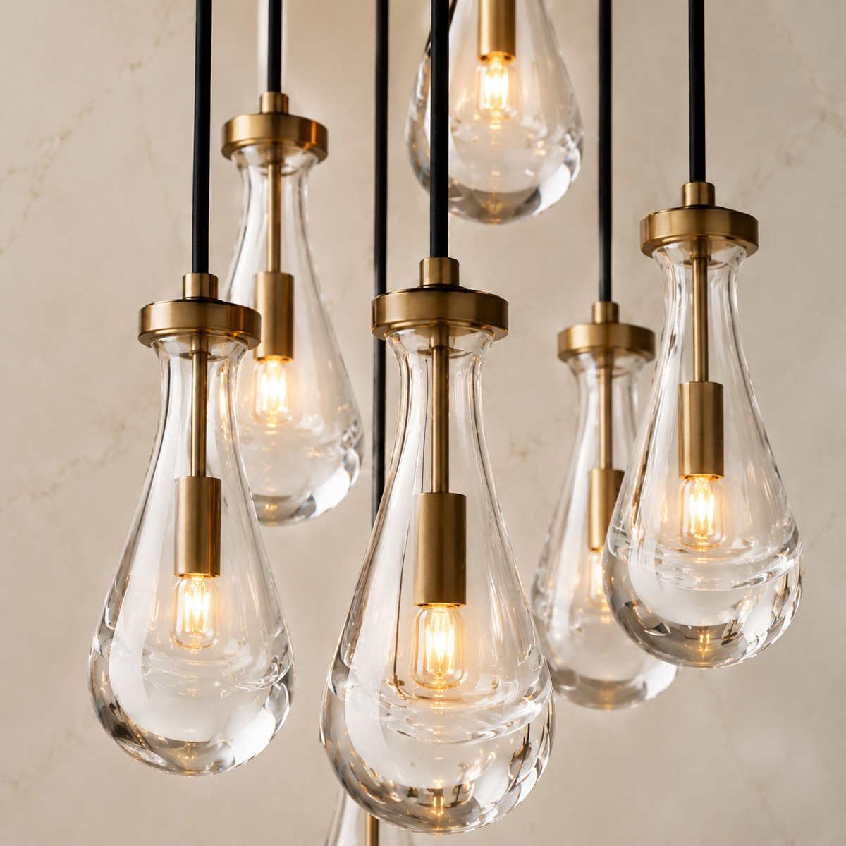 Raindrop Glass Round Chandelier body detail