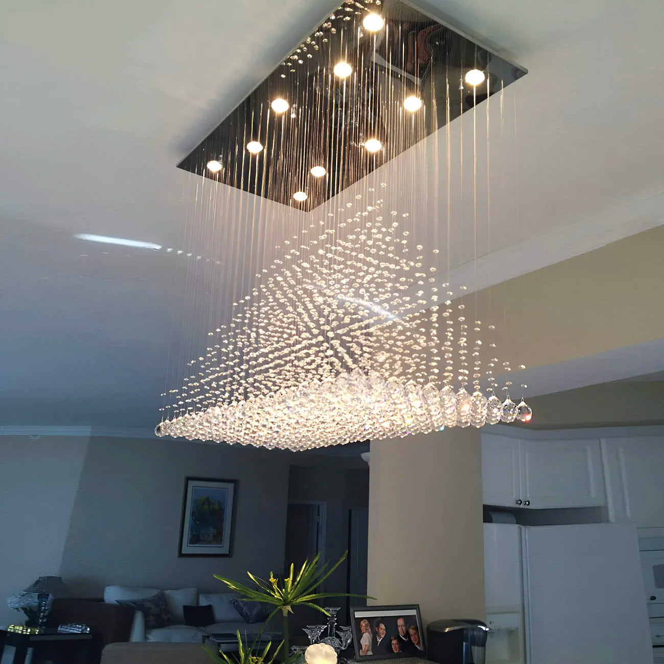 Rectangular Base Pyramid Raindrop Crystal Ceiling Lights-1|Sofary