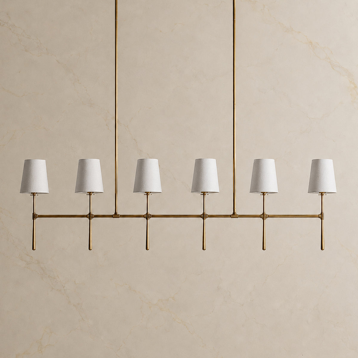 Rhodes Copper Linear Chandelier with lights off
