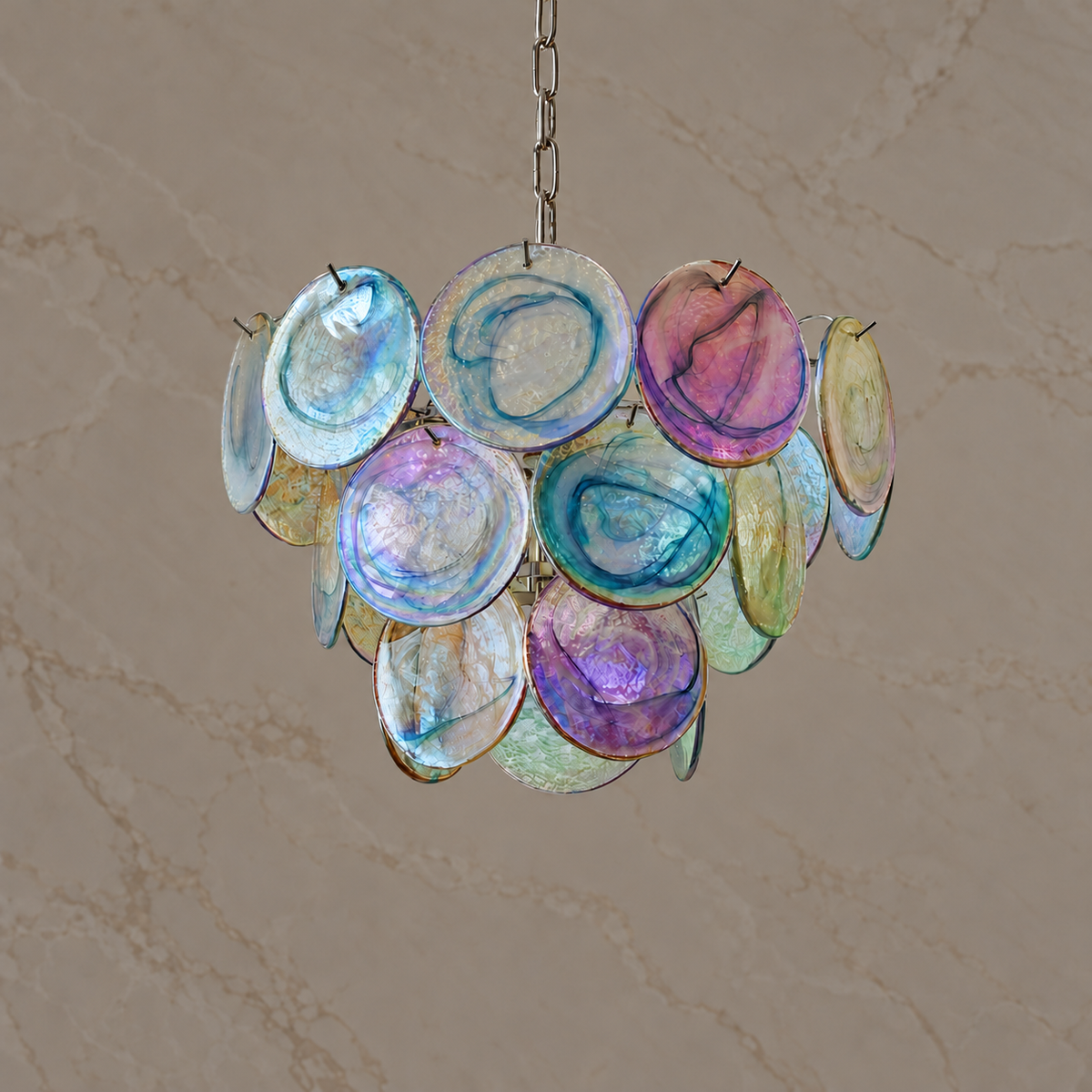 Roselle Colorful Glass Disc Cluster Chandelier, colorful 50cm light off | CARRA HOME