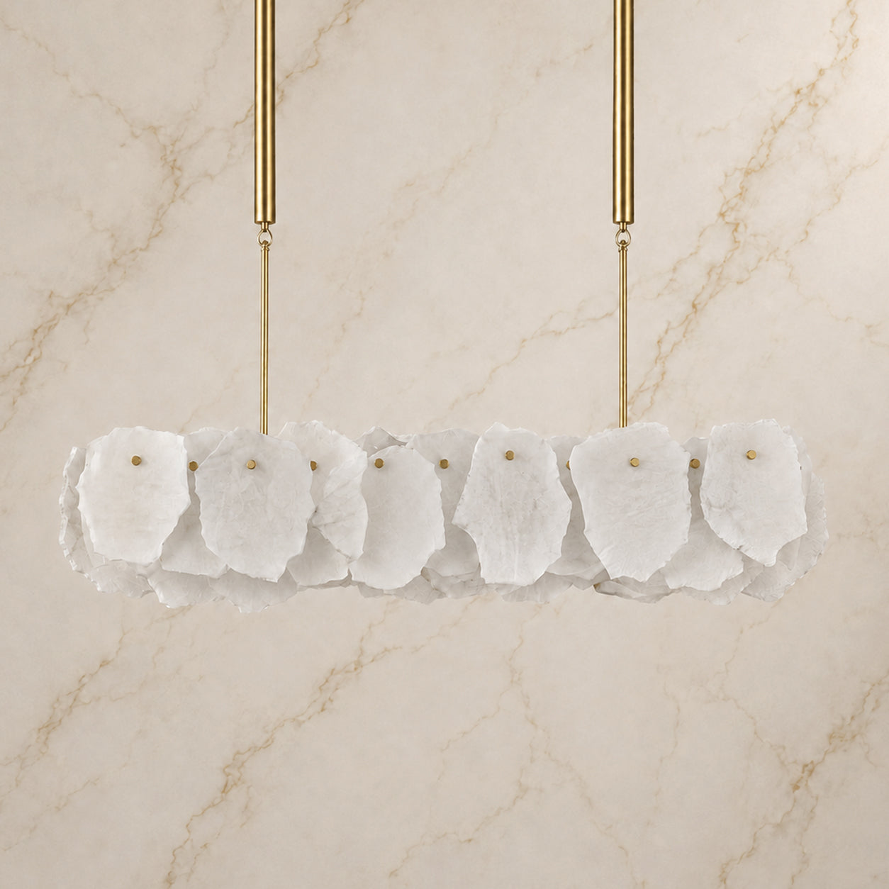 seravelle-modern-luxury-white-alabaster-petal-linear-chandelier-turn-off-carra-home