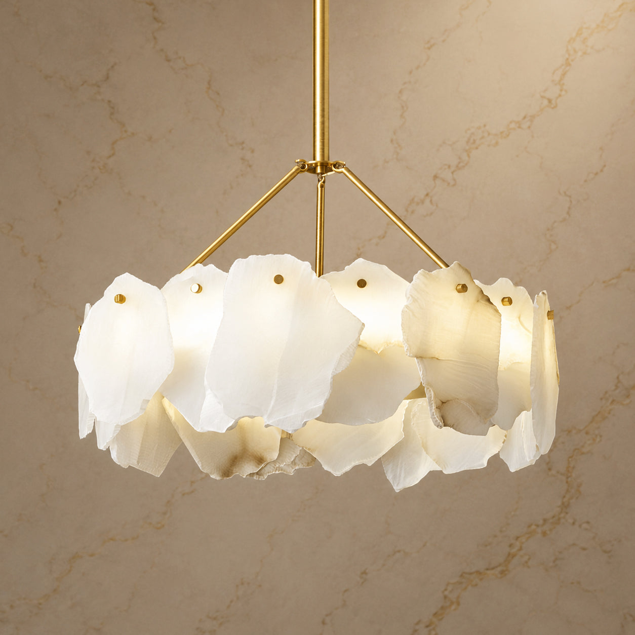 seravelle-modern-organic-gold-alabaster-layered-chandelier-turn-on-carra-home