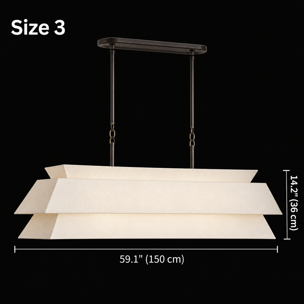 Ainsley Bronze chandelier Size 3, 150 cm body length and 36 cm body height | CARRA HOME