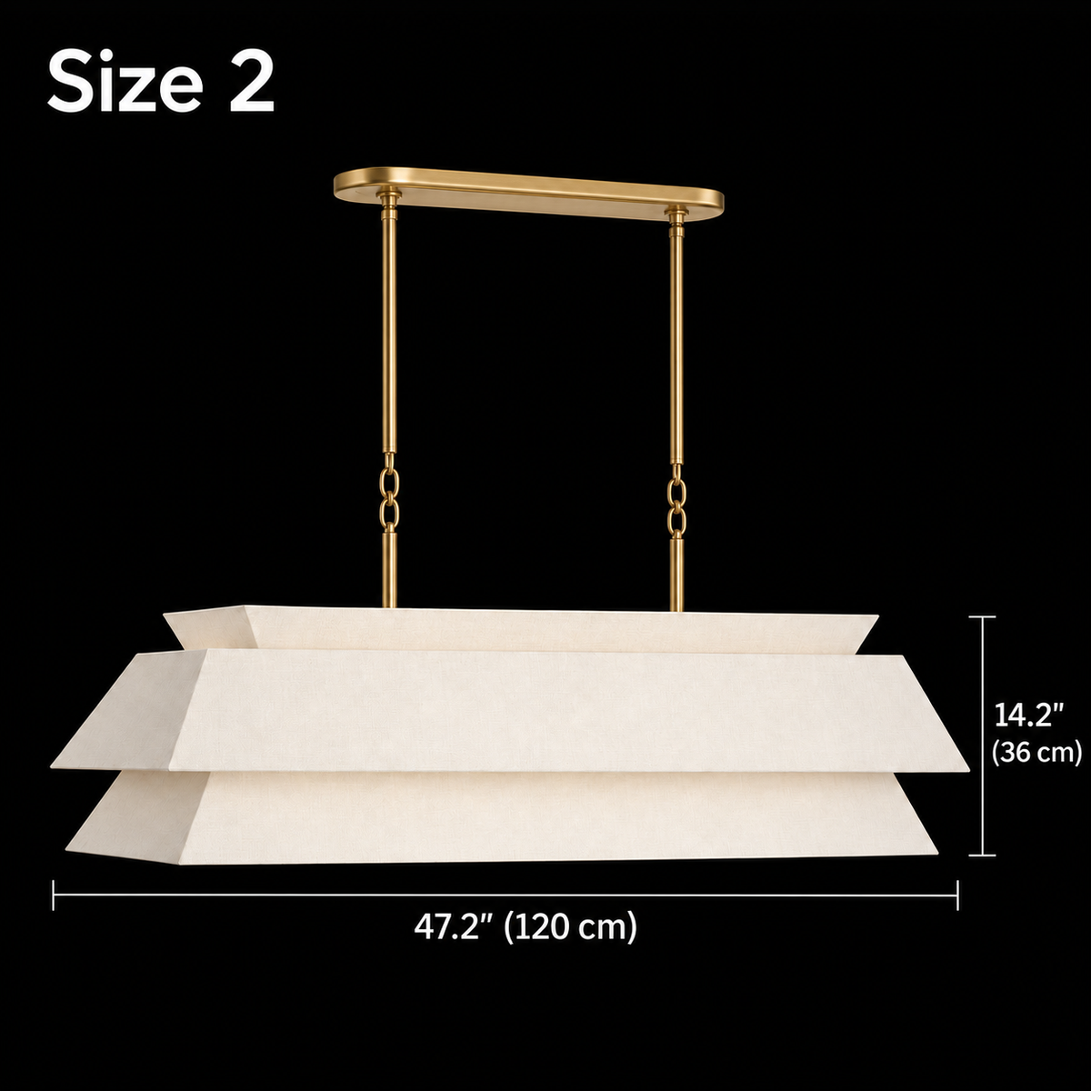 Ainsley Gold chandelier Size 2, 120 cm body length and 36 cm body height | CARRA HOME