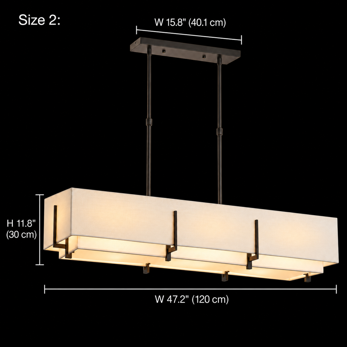 Arden white shade, Black canopy, Size 2, body W 47.2" (120 cm), H 11.8" (30 cm); canopy W 15.8" (40.1 cm) | CARRA HOME