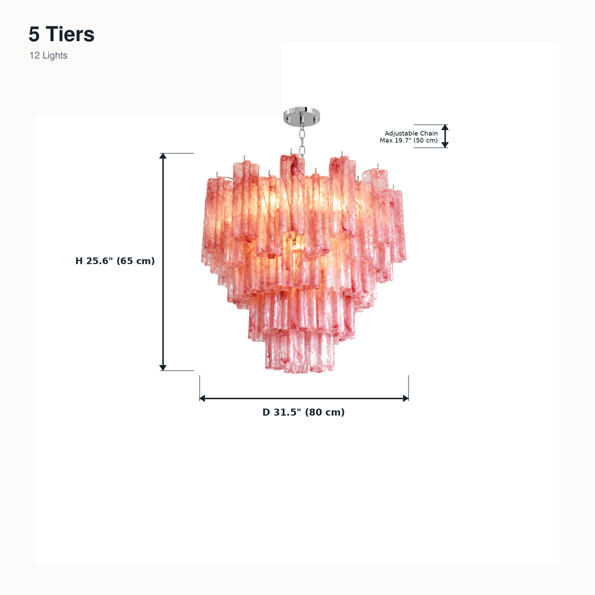 size cloud pink glass tiered round chandelier five tier 80x65cm