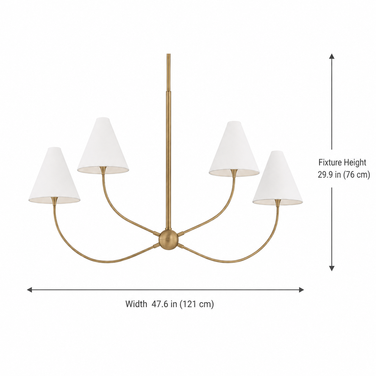 size evermore fabric shade chandelier gold