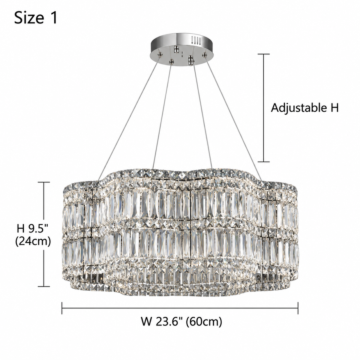 size floral crystal chandelier chrome 60cm