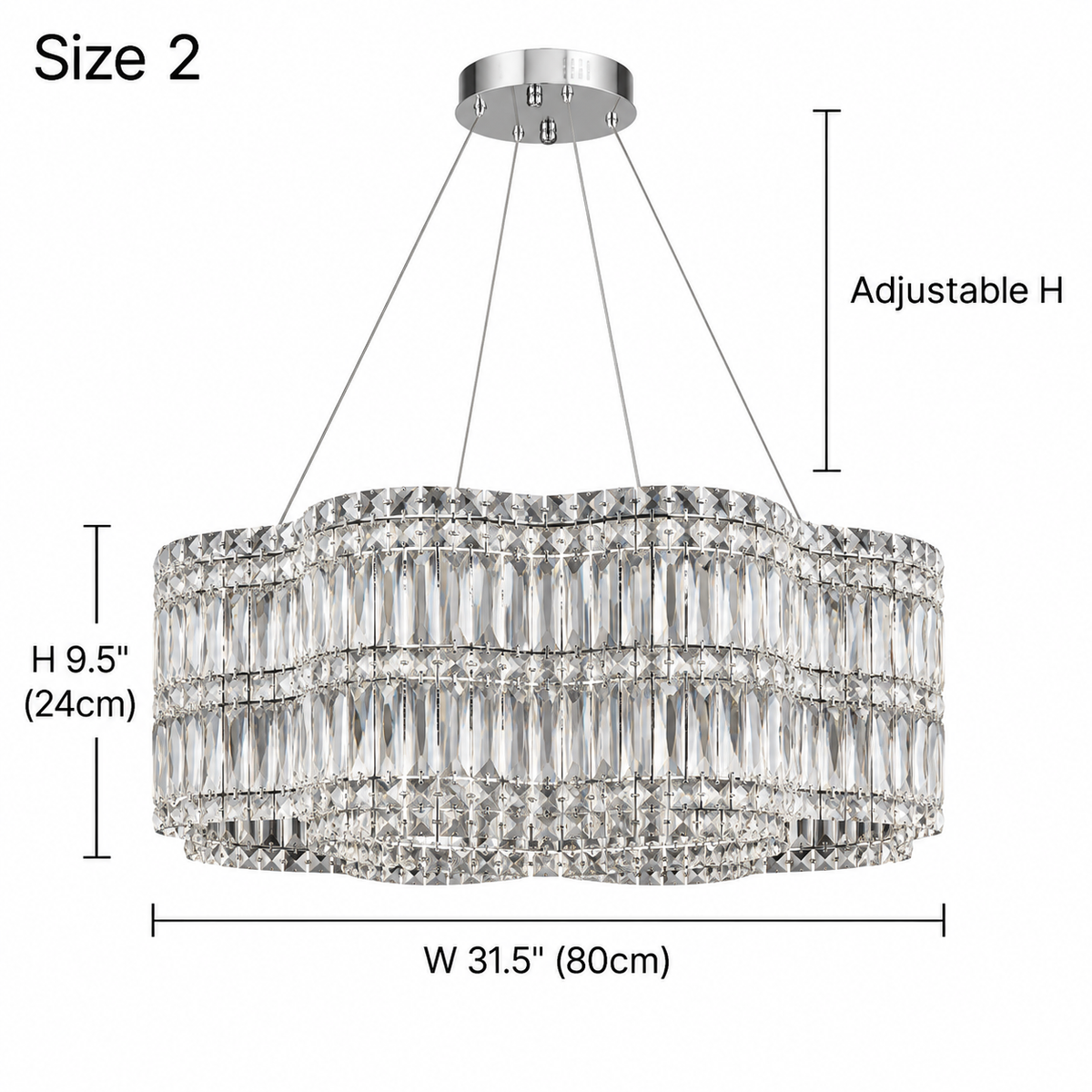 size floral crystal chandelier chrome 80cm
