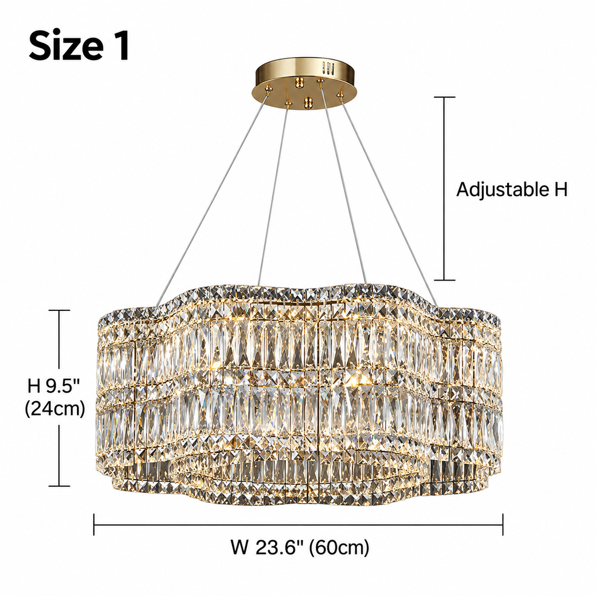 size floral crystal chandelier gold 60cm
