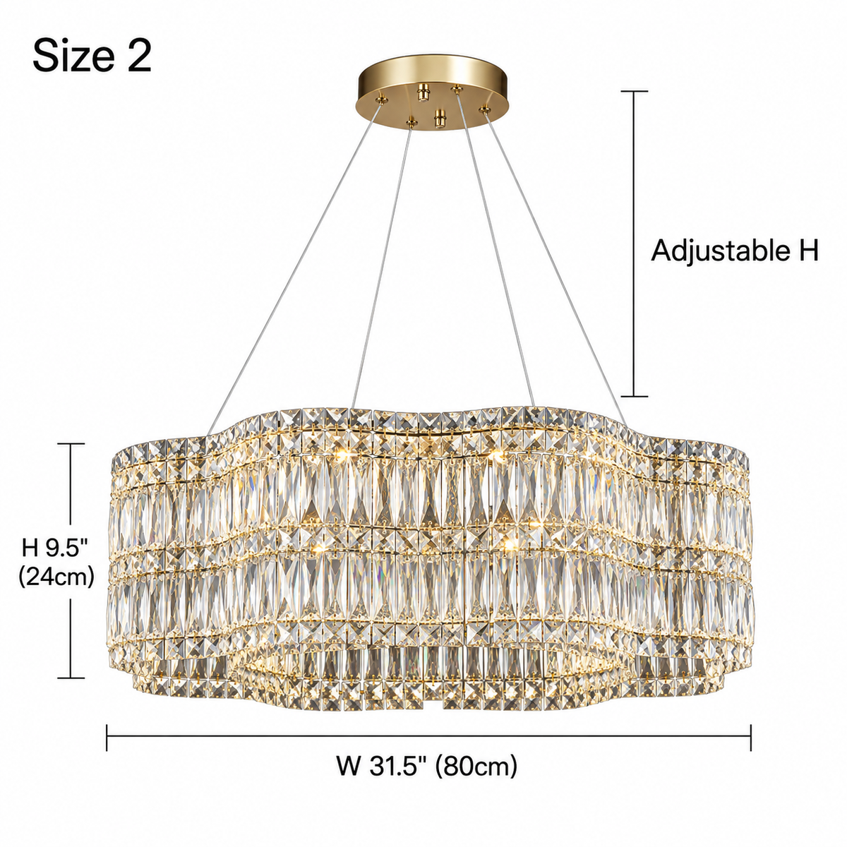 size floral crystal chandelier gold 80cm