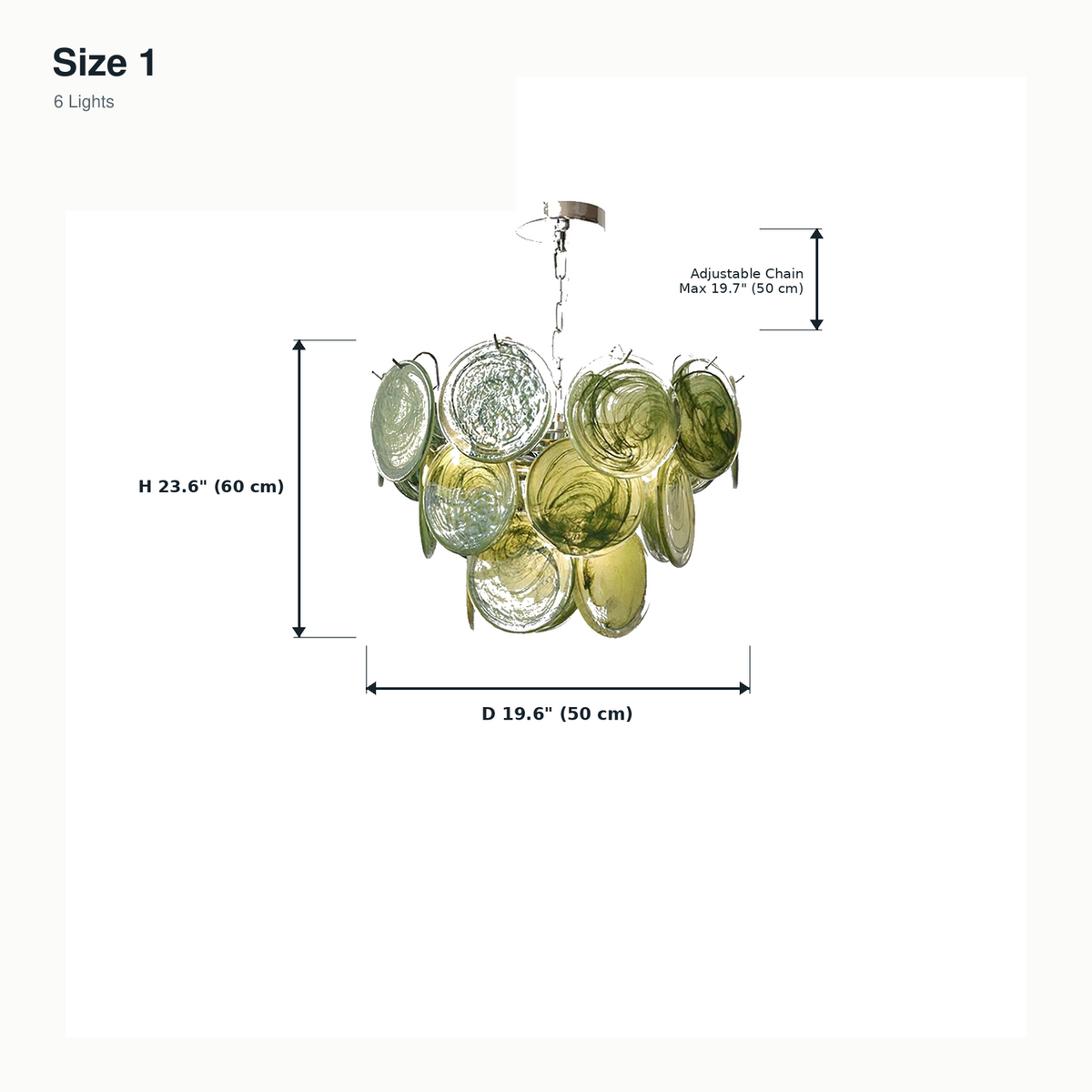 size green glass disc cluster chandelier 50x60cm