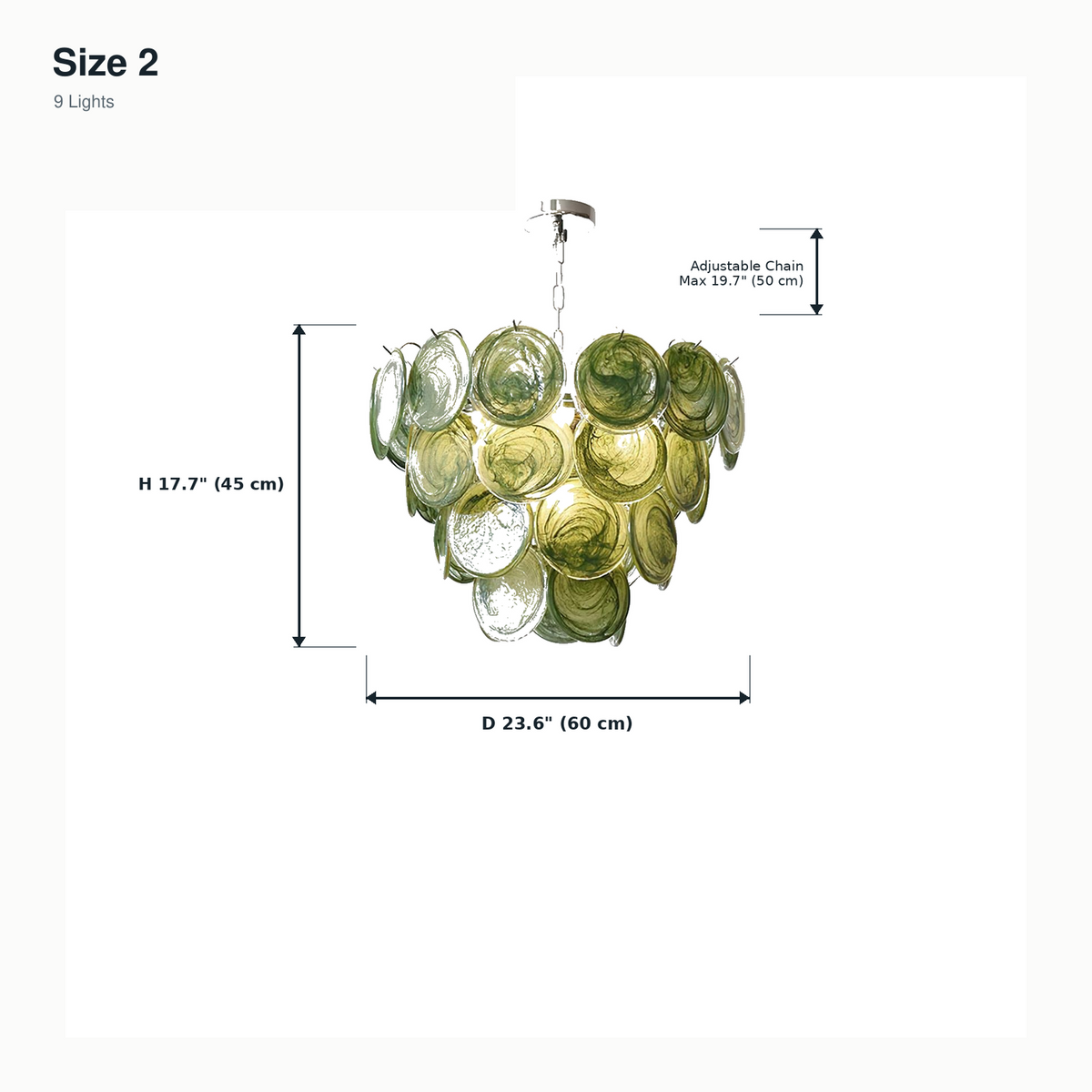 size green glass disc cluster chandelier 60x45cm