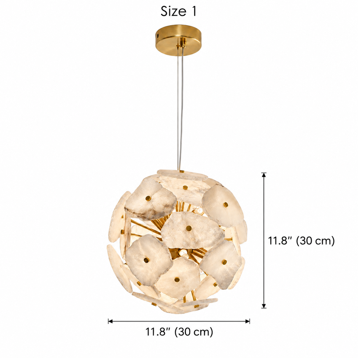 size maravelle alabaster sphere chandelier gold 30cm