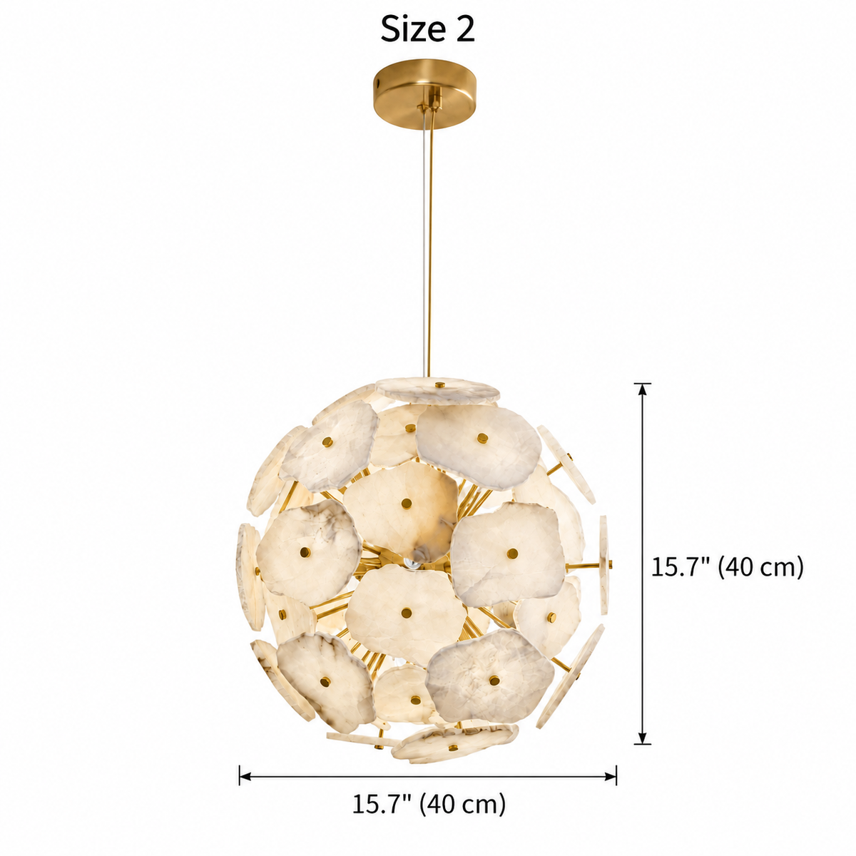 size maravelle alabaster sphere chandelier gold 40cm