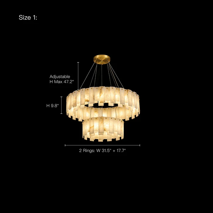 Maren alabaster double ring chandelier Size 1 dimensions