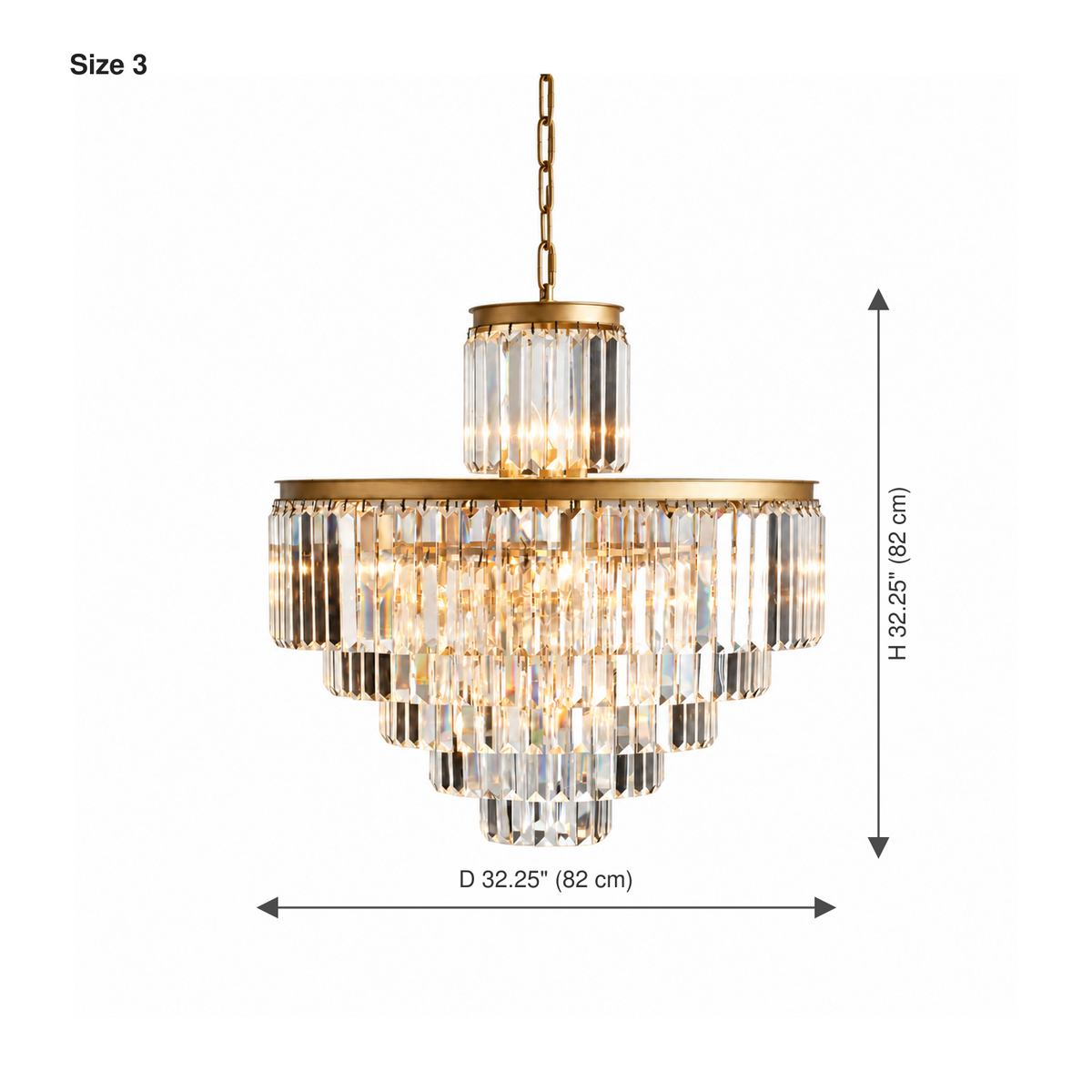 Odette K9 crystal tiered chandelier Size 3 dimensions