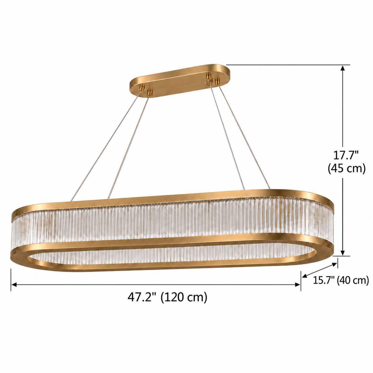 Vivara glass oval ring chandelier dimensions: 120 × 40 × 45 cm | CARRA HOME