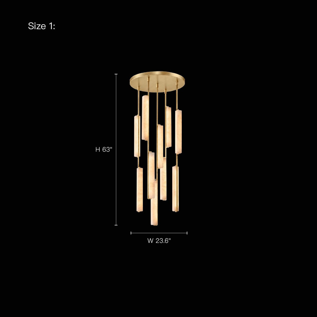 Stamen Alabaster Vertical Chandelier dimension diagram (Size 1)