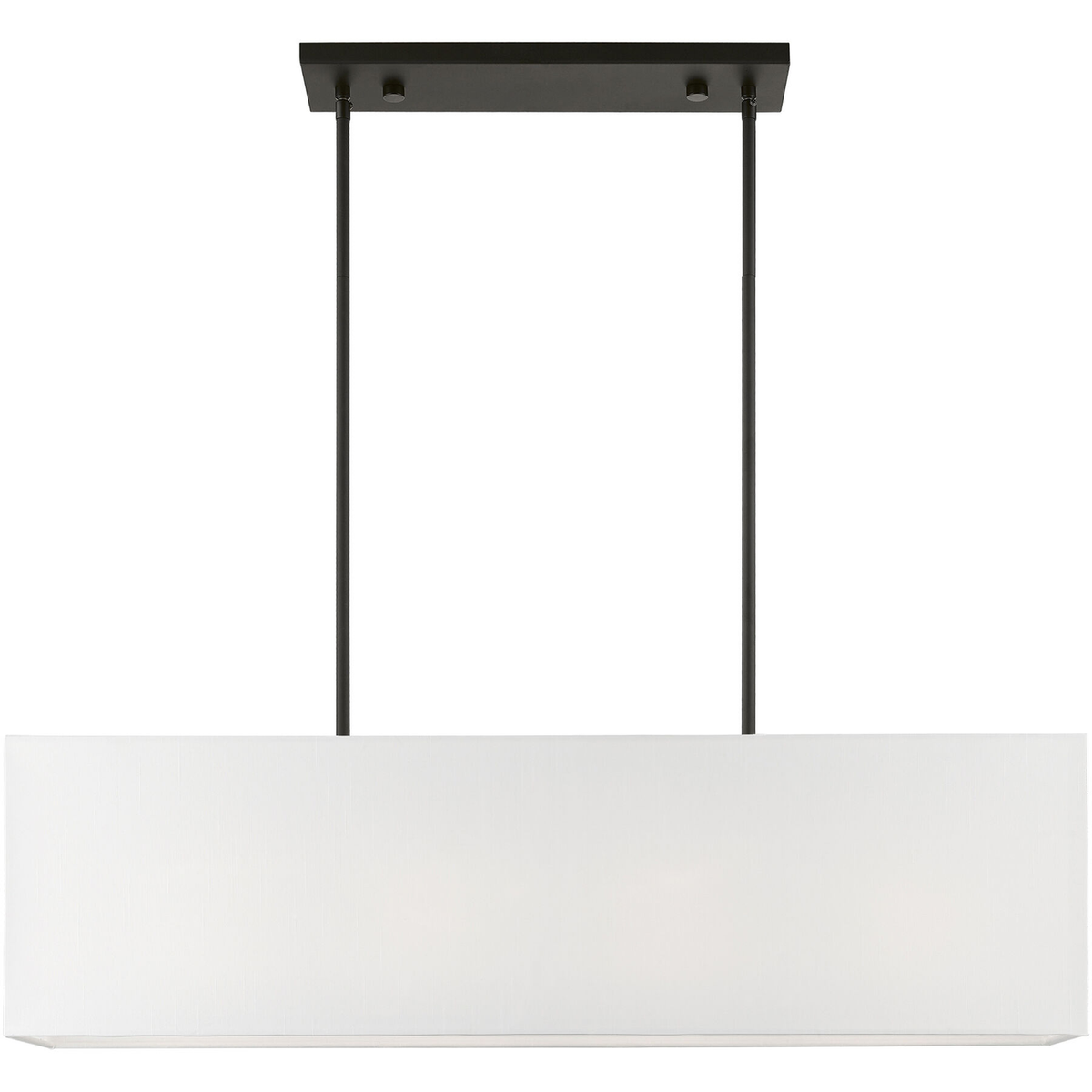 Stark Fabric Rectangular Chandelier in Black, white background product view | CARRA HOME