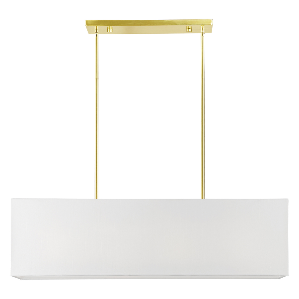 Stark Fabric Rectangular Chandelier in Satin Brass, white background product view | CARRA HOME