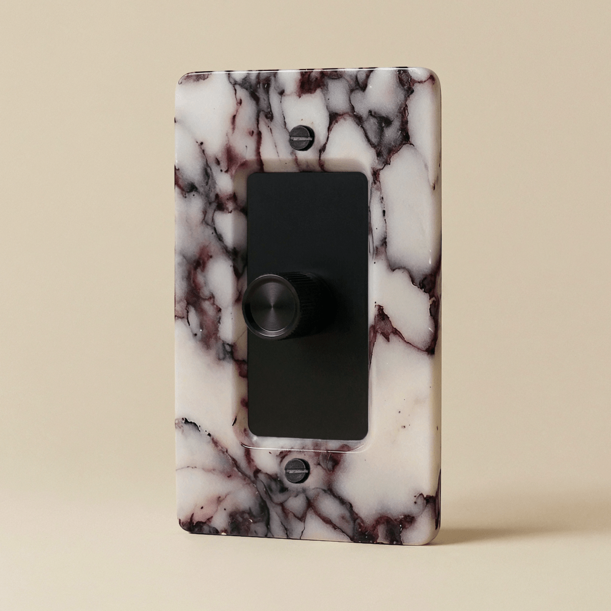 Stone Rotary Dimmer Switch, Calacatta Viola Night Black 1 Gang product view | CARRA HOME