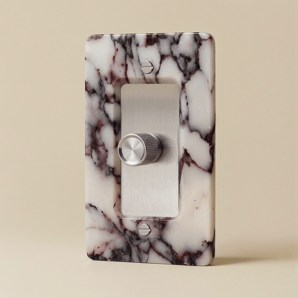 Stone Rotary Dimmer Switch, Calacatta Viola Stainless Steel 1 Gang product view | CARRA HOME