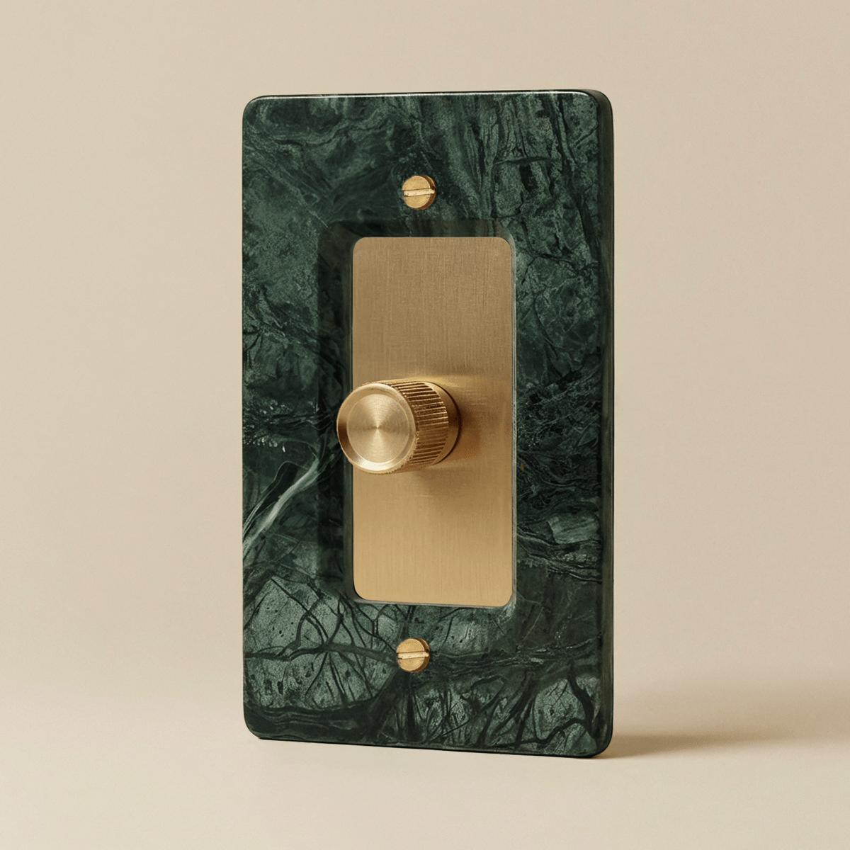 Stone Rotary Dimmer Switch, Guatemala Green Satin Brass 1 Gang product view | CARRA HOME