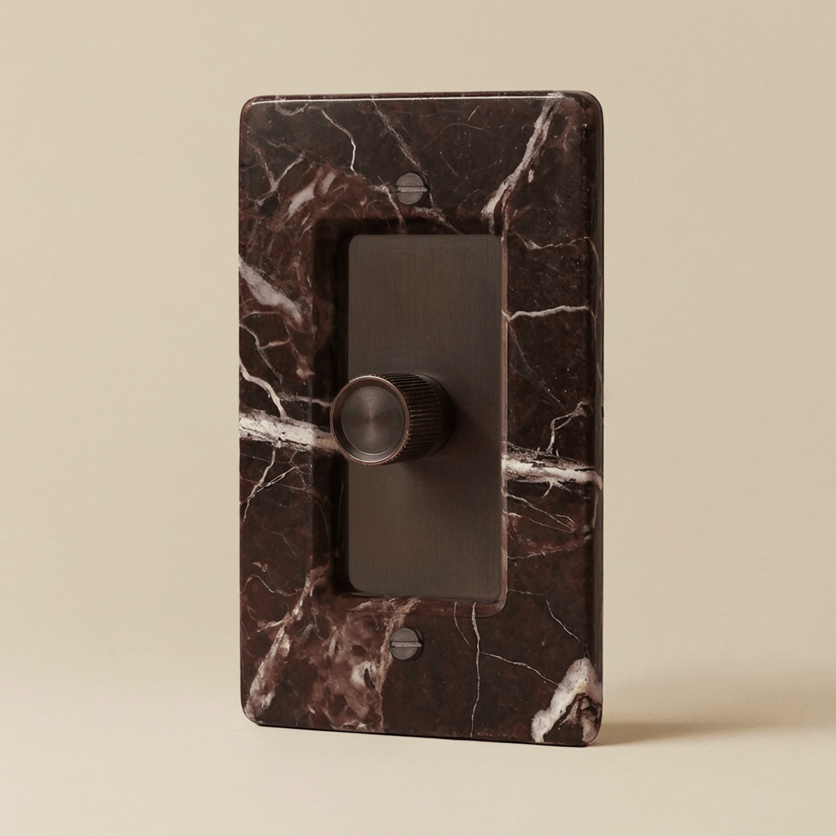 Stone Rotary Dimmer Switch, Rosso Levanto Bronze with Patina 1 Gang product view | CARRA HOME
