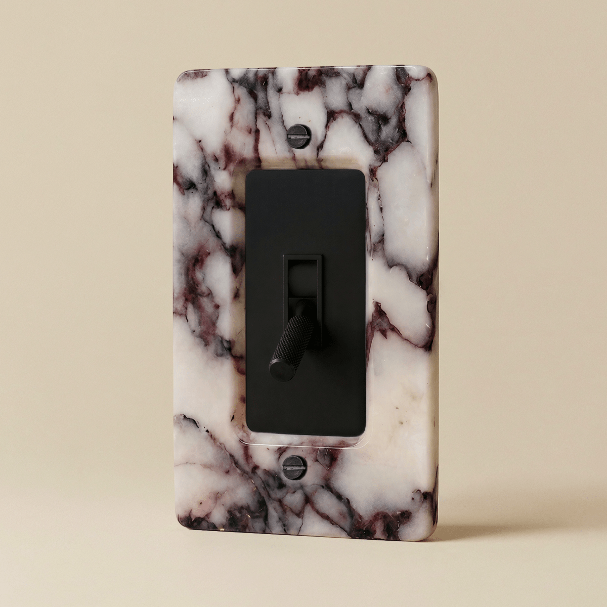 Stone Toggle Switch, Calacatta Viola Night Black 1 Gang product view | CARRA HOME