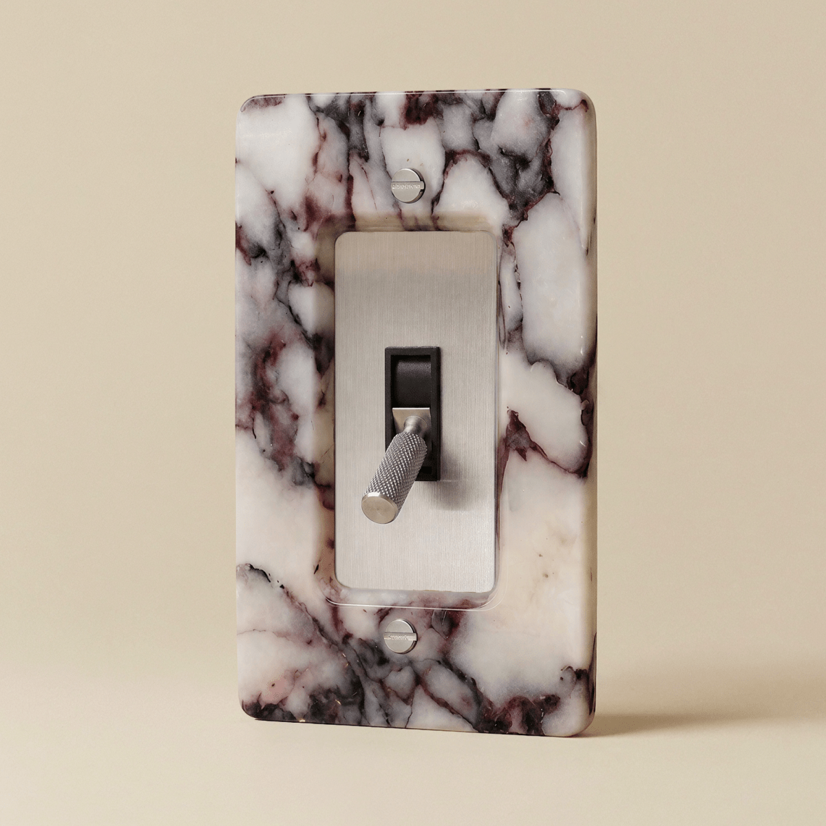 Stone Toggle Switch, Calacatta Viola Stainless Steel 1 Gang product view | CARRA HOME