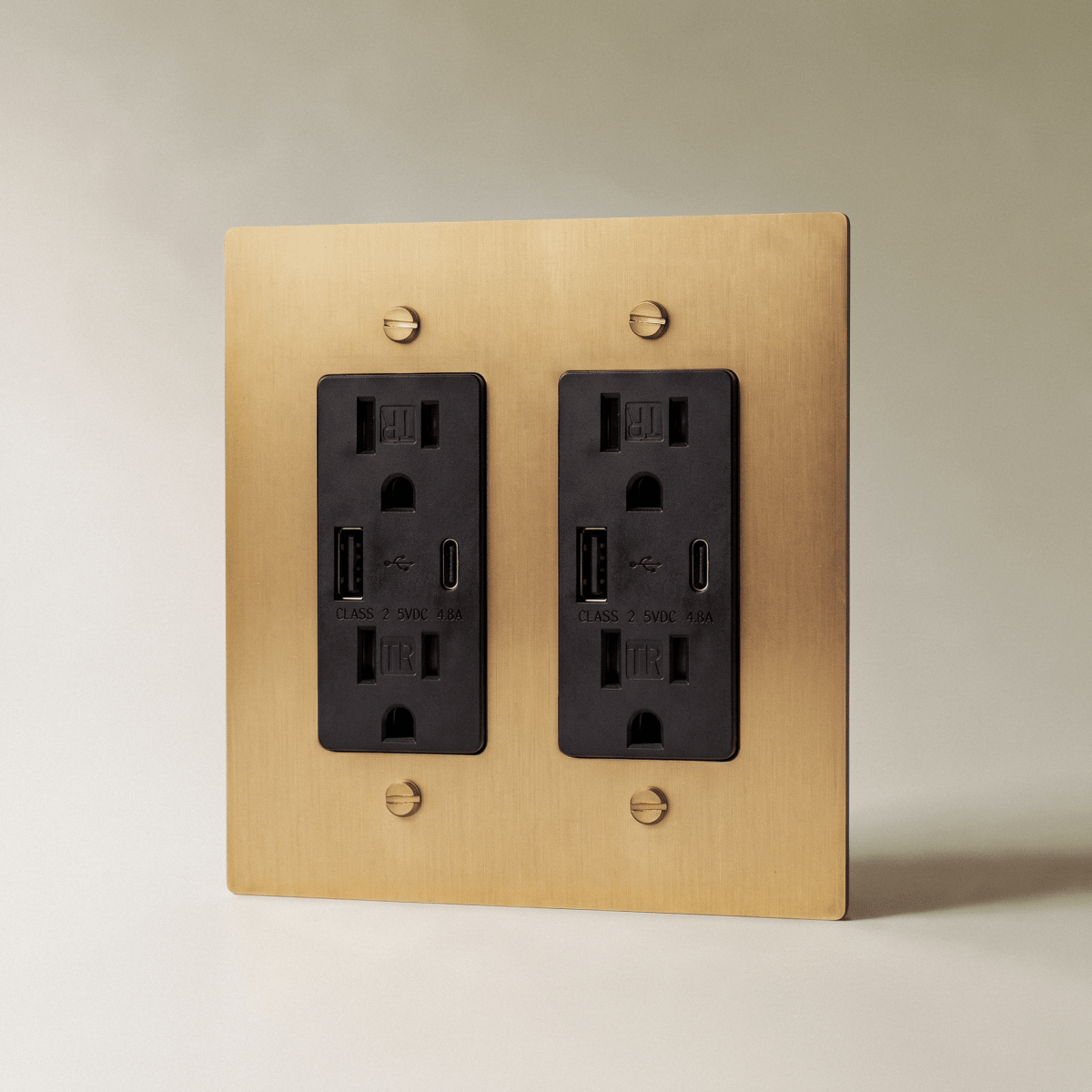 The Brass Outlet (1 to 4 Gang) — Brass, 2 Gang, USB-C | CARRA HOME