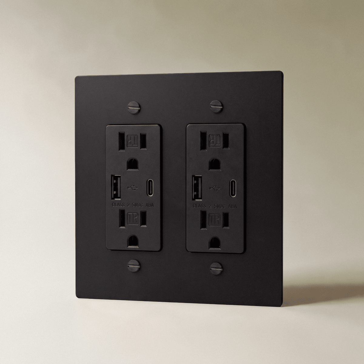 The Brass Outlet (1 to 4 Gang) — Night Black, 2 Gang, USB-C | CARRA HOME