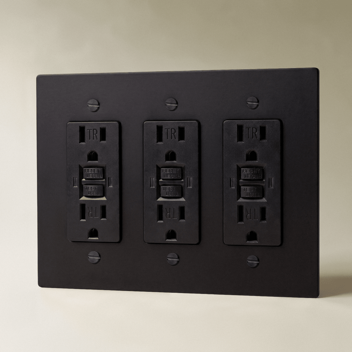 The Brass Outlet (1 to 4 Gang) — Night Black, 3 Gang, GFCI | CARRA HOME