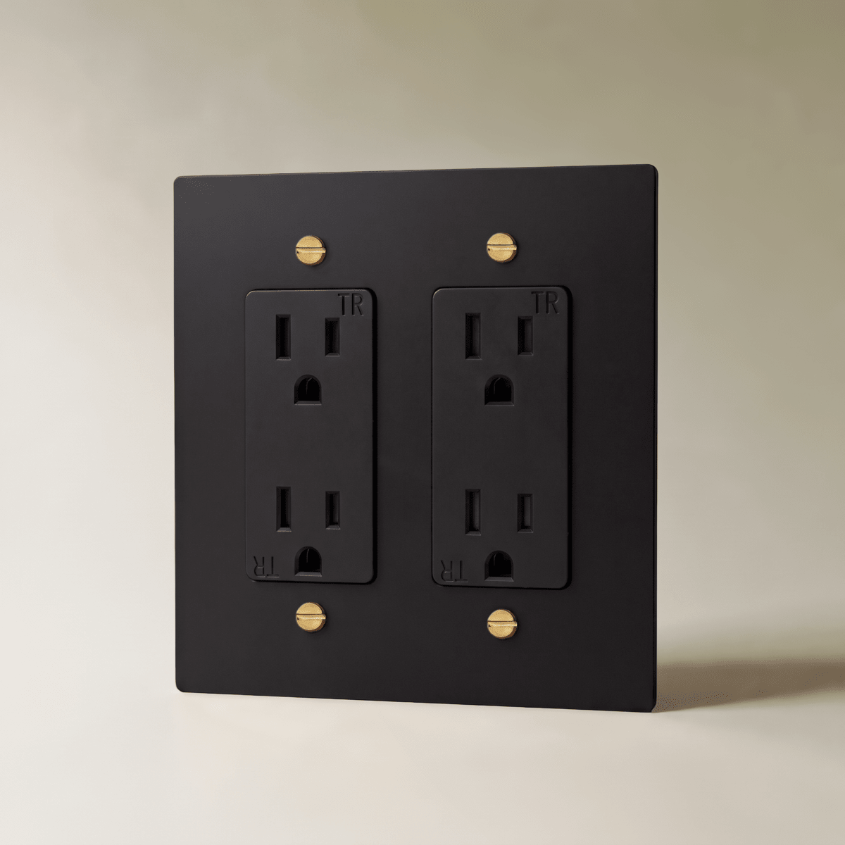 The Brass Outlet (1 to 4 Gang) — Night Black with Brass, 2 Gang, Standard | CARRA HOME