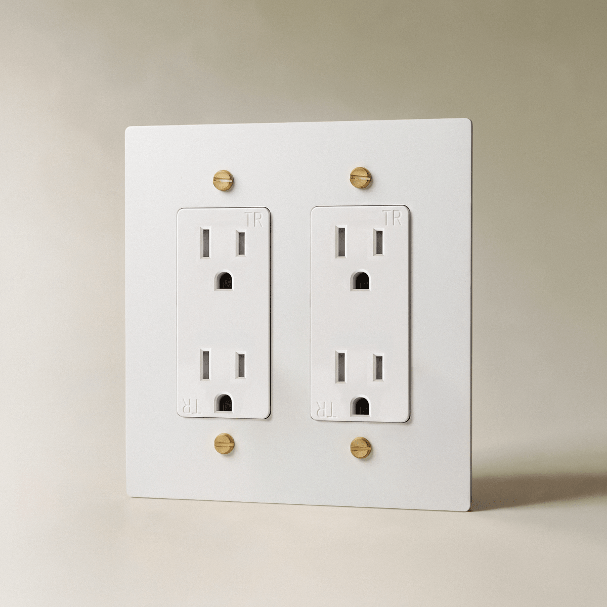 The Brass Outlet (1 to 4 Gang) — White with Brass, 2 Gang, Standard | CARRA HOME
