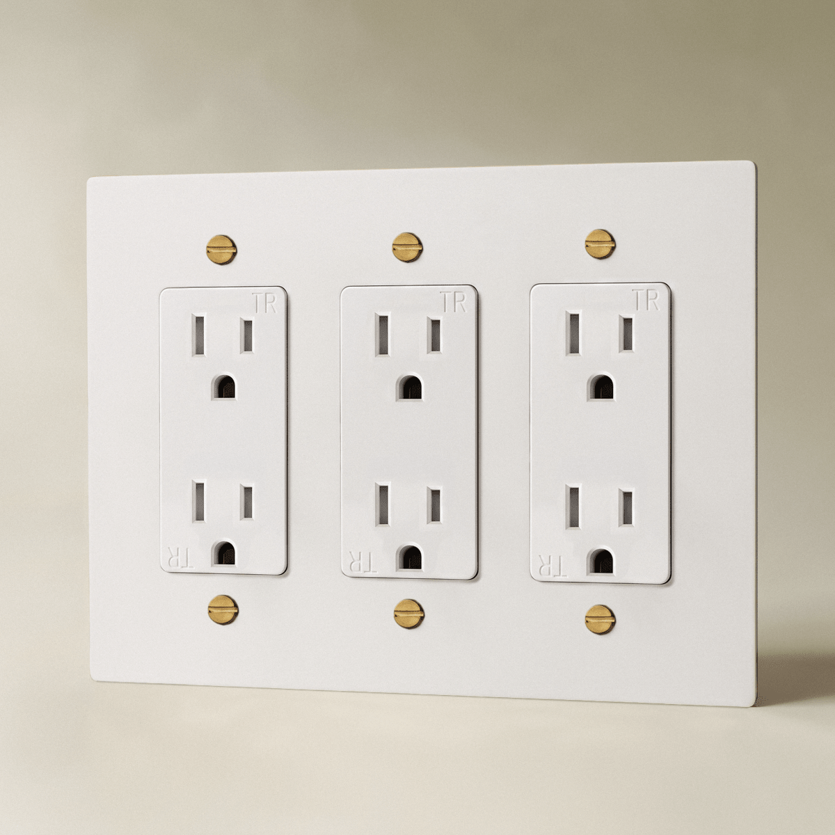 The Brass Outlet (1 to 4 Gang) — White with Brass, 3 Gang, Standard | CARRA HOME