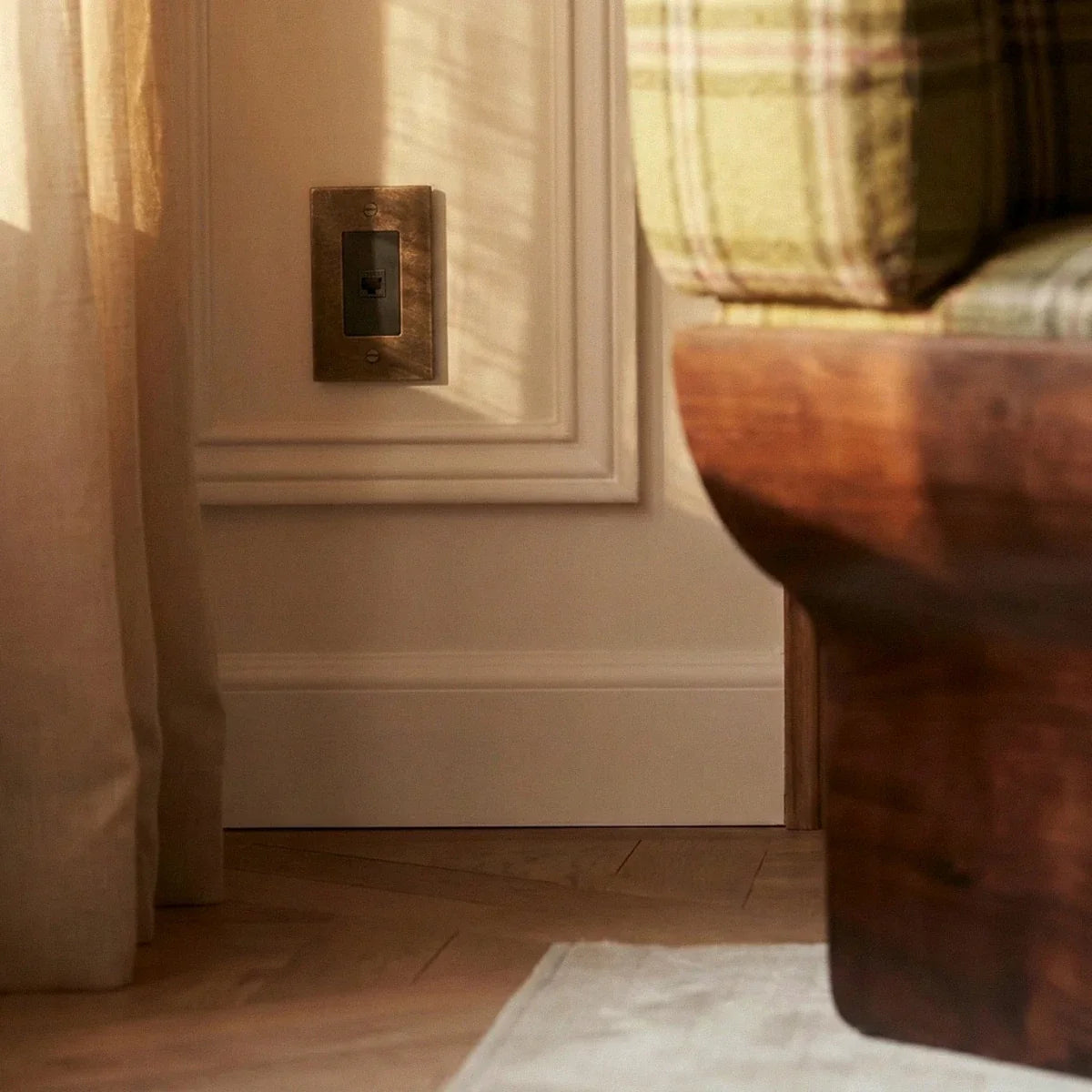 The Brass Telephone Socket (RJ11) (1-Gang) — socket installation close-up | CARRA HOME