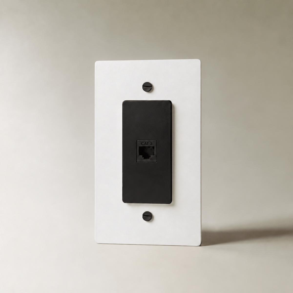 The Brass Telephone Socket (RJ11) (1-Gang) — White with Black, 1 Gang | CARRA HOME