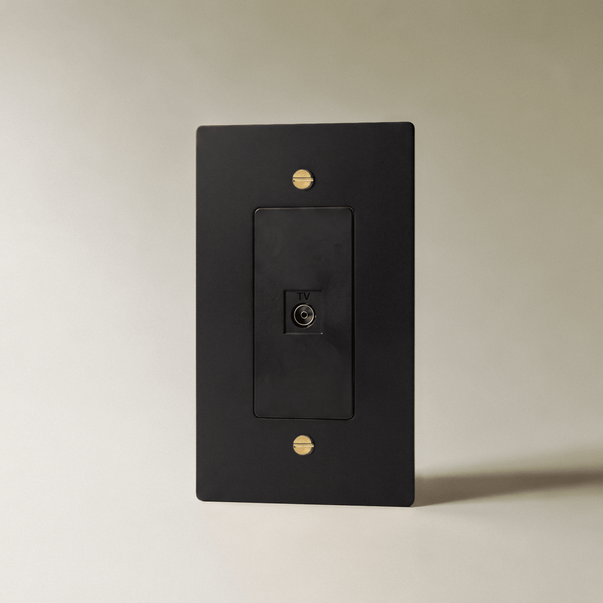 The Brass TV Socket (1-Gang) — Night Black with Brass, 1 Gang, TV | CARRA HOME