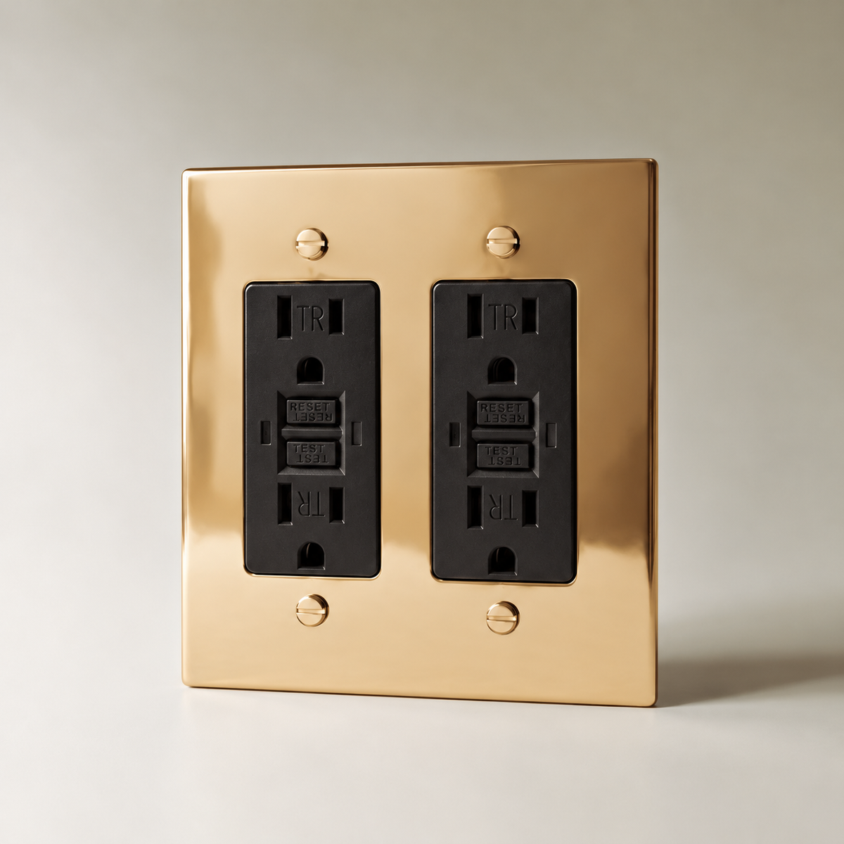 The Polished Brass Outlet — black GFCI outlets, 2 Gang | CARRA HOME