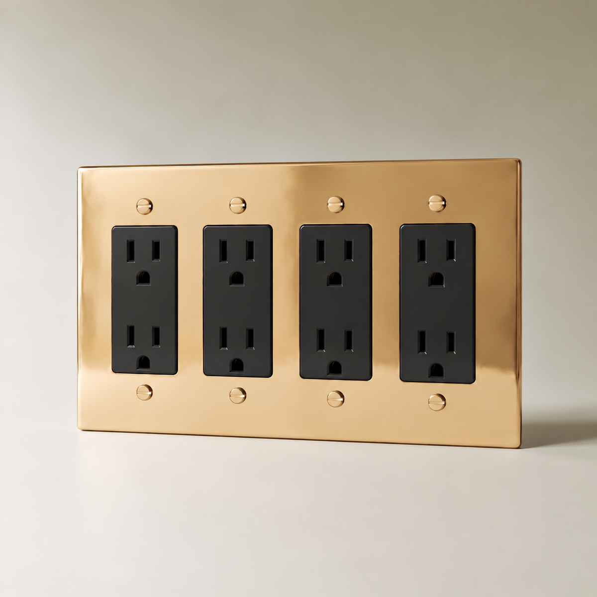 The Polished Brass Outlet — black Standard outlets, 4 Gang | CARRA HOME