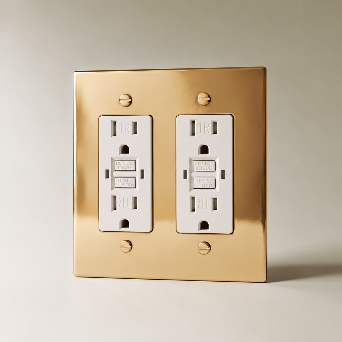 The Polished Brass Outlet — white GFCI outlets, 2 Gang | CARRA HOME